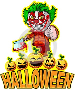 Halloween Poster with clown holding a knife.