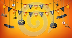 Halloween poster with flags garland