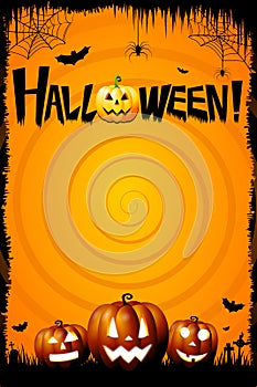 Halloween poster with pumpkins - Jack-o-lanterns