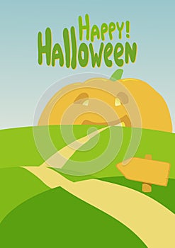 Halloween poster retro style colors. Empty space under text