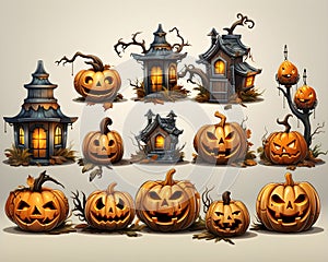 halloween pumpkin 3d object background illustration orange celebration holiday generative Ai