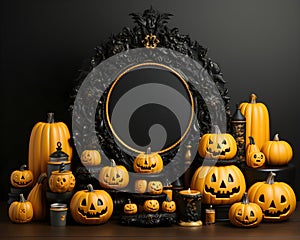 halloween pumpkin 3d object background illustration orange celebration holiday generative Ai