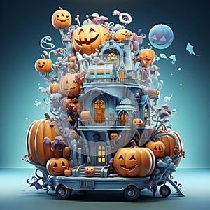 halloween pumpkin 3d object background illustration orange celebration holiday generativeAi