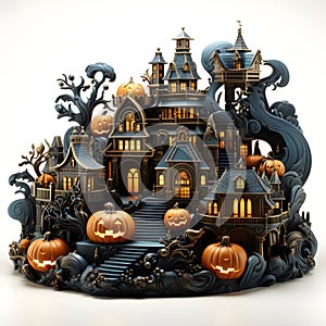 halloween pumpkin 3d object background illustration orange celebration holiday generativeAi