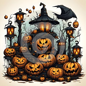 halloween pumpkin 3d object background illustration orange celebration holiday generativeAi