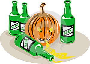 Halloween pumpkin beer bottles