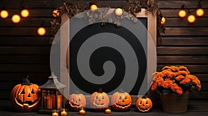 Halloween pumpkin black background, AI generated