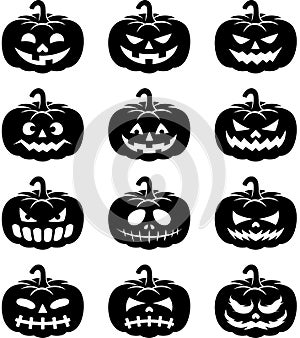Halloween pumpkin black color icon