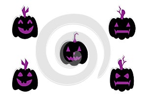 Halloween Pumpkin Black Set Vector Designs