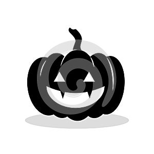 Halloween pumpkin black silhouette isolated on white background. Flat style vector