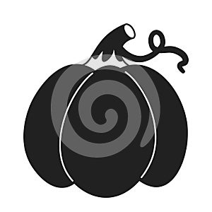 Halloween pumpkin black and white 2D cartoon object