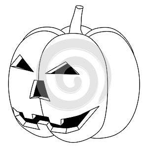 Halloween pumpkin. Black and white flat vector illustration