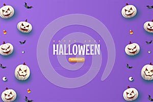 Halloween Pumpkin Blue Background Illustration