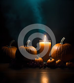 Halloween pumpkin and candle