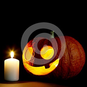 Halloween pumpkin and candle