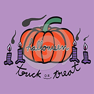 Halloween pumpkin and candle illustration