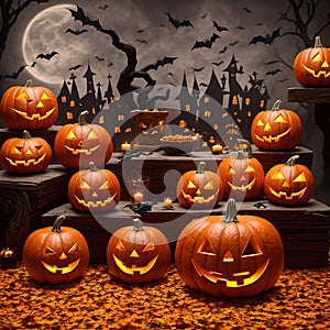 Halloween pumpkin candle poster scary design