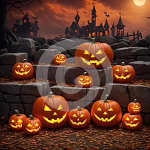 Halloween pumpkin candle poster scary design