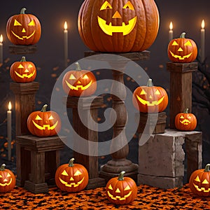 Halloween pumpkin candle poster scary design