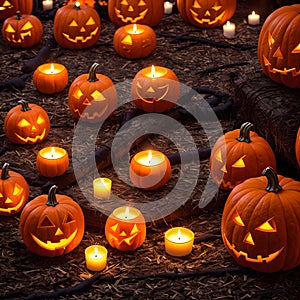 Halloween pumpkin candle poster scary design