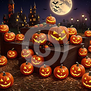 Halloween pumpkin candle poster scary design