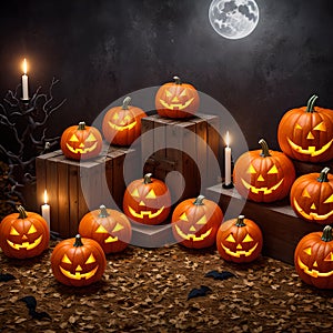 Halloween pumpkin candle poster scary design