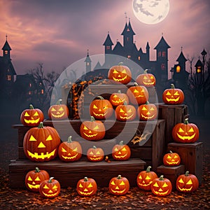 Halloween pumpkin candle poster scary design