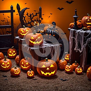 Halloween pumpkin candle poster scary design