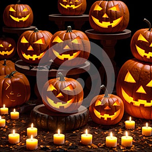 Halloween pumpkin candle poster scary design