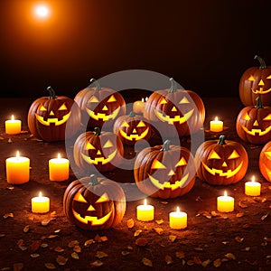 Halloween pumpkin candle poster scary design