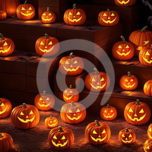 Halloween pumpkin candle poster scary design