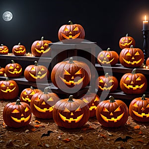 Halloween pumpkin candle poster scary design