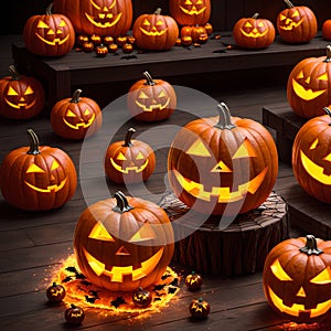 Halloween pumpkin candle poster scary design