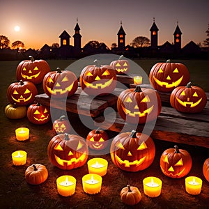 Halloween pumpkin candle poster scary design