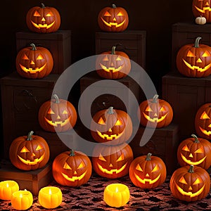 Halloween pumpkin candle poster scary design