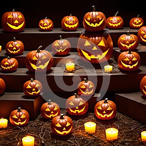 Halloween pumpkin candle poster scary design