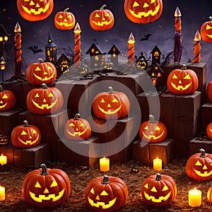 Halloween pumpkin candle poster scary design