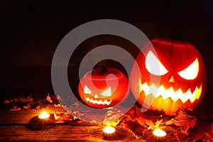 Halloween pumpkin and candles