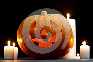 Halloween pumpkin with candles