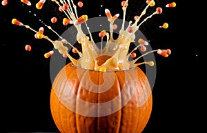 Halloween Pumpkin Candy Corn Burst On Black