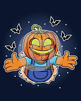 Halloween pumpkin characters with cute expressions. Vector cartoon Illustration. Halloween pumpkin isolated