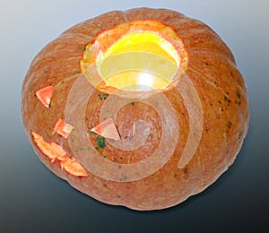 Halloween pumpkin closeup top view. clipping path included
