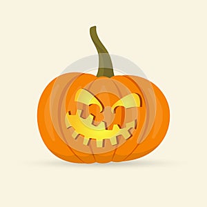 Halloween pumpkin. Cute cartoon icon with scary, spooky and funny face.