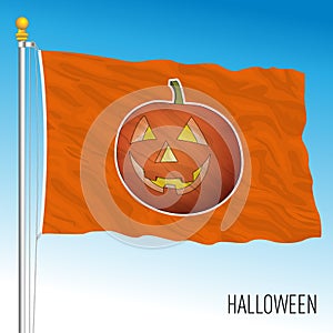 Halloween pumpkin fantasy flag, traditional celebration