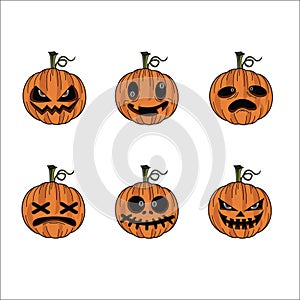 Halloween pumpkin feeling faces