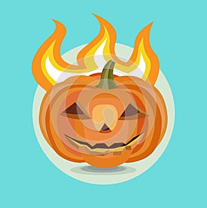 Halloween pumpkin flat design icon