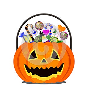 Halloween pumpkin full candy for children