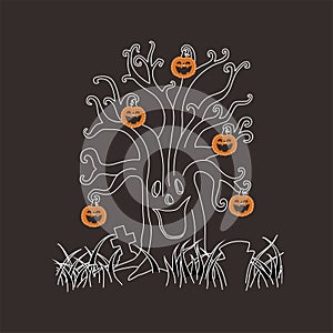 Halloween pumpkin ghost tree