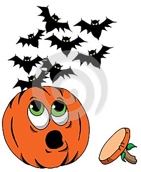 A Halloween Pumpkin going Batty after Losing All His Bats