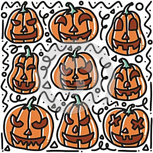 Halloween pumpkin hand-drawn doodle art design elements illustration